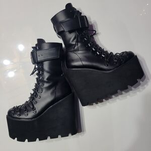 Dolls Kill traitor boots black platform high shoes rave goth punk